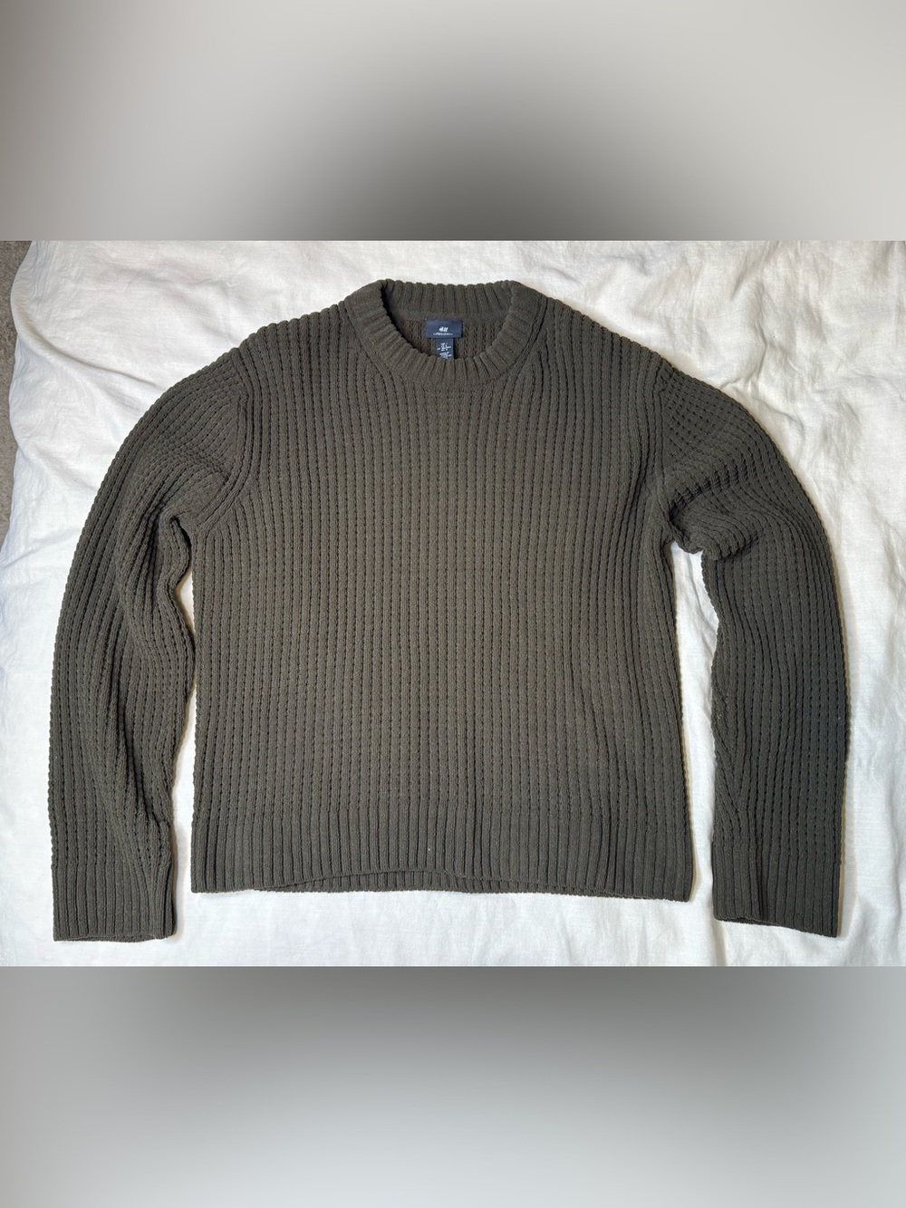 H&M Men's Olive Knit Crewneck Sweater